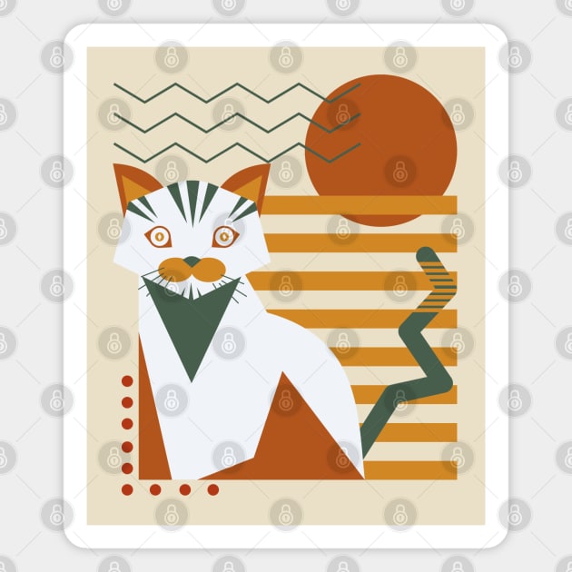 Geometric Cat Abstract Shapes Magnet by Bruno Pires